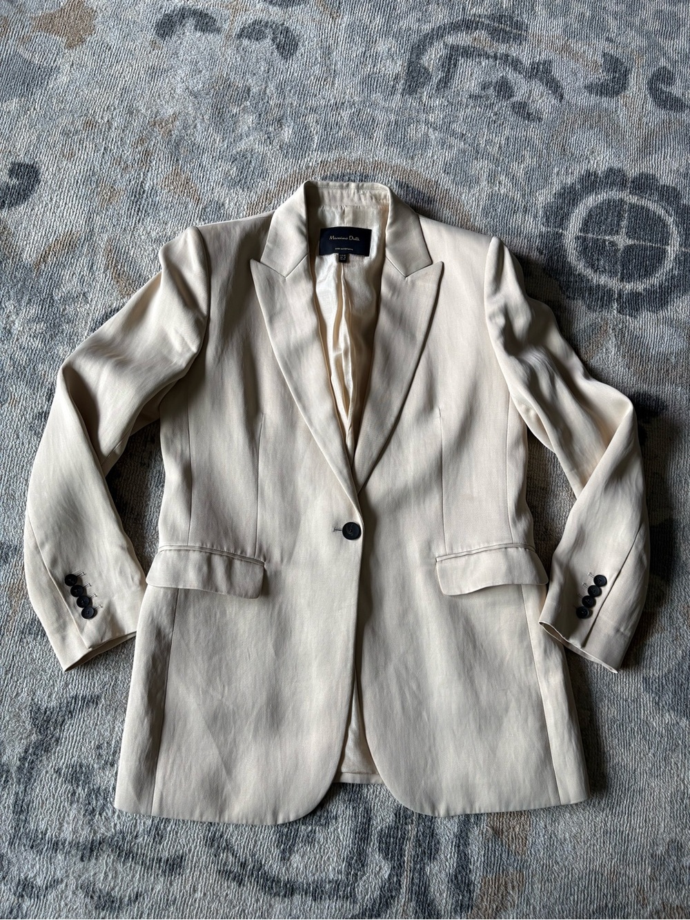 Massimo Dutti Beige Single-Button Blazer